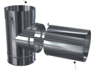 Kamin. - Schornsteinsanierung T-Stück kurz mit Verlängerung DN 113 mm 0,8 mm