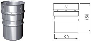 Flexrohr einl. - doppellagig Adapter Ø 130 mm Rohr Sicke / Flex Muffe