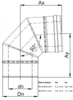 LAS Winkel - Bogen 93° Grad konzentrisch DN 80/125mm Weiß lackiert