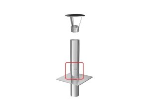 Einwandige Kaminerhöhung DN 180 mm Höhe 500 mm + Reinigung + Haube 0,6 mm Einschub rund