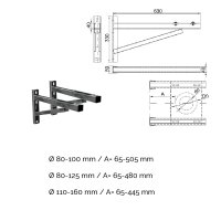 LAS Wandstütze Länge 630 mm