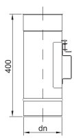 Kamin - Schornsteinsanierung Längenelement Prüföffnung mit Klappe L 400 mm DN 80 mm 0,6 mm