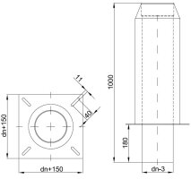 Einteilige doppelwandige Schornsteinverlängerung DW 150 mm 1000 mm 0,5 mm Innenrohr Einschub eckig - Sonderanfertigung