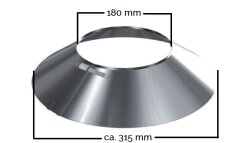 Edelstahlschornstein Dachdurchführungen DW 120 Edelstahl für Dächer mit Schweißbahn ( Teerpappe) 0-5 Grad mit Regenkragen