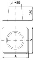 Edelstahlschornstein Dachdurchführungen DW 120 Edelstahl für Dächer mit Schweißbahn ( Teerpappe) 0-5 Grad mit Regenkragen