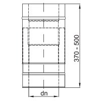 Edelstahlschornstein Längenelement Justierelement 370 - 500 mm DW 150 mm 0,6 mm breites Klemmband