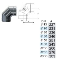 Winkel / Bögen DW 160 90 Grad mit Reinigung 0,5 mm schmales Klemmband