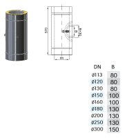 Edelstahlschornstein Längenelement DW mit Revision  ( Reinigung ) DW 150 mm 1,0 mm breites Klemmband