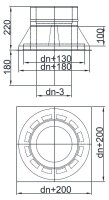 Edelstahlschornstein Grundplatte für Kaminerhöhung mit Hinterlüftung DW 180 mm 0,6 mm breites Klemmband